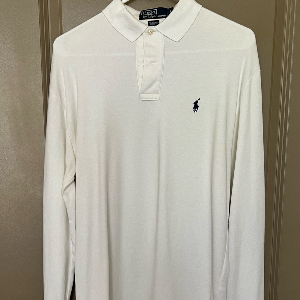 Polo Ralph Lauren Mens Long Sleeve White Polo Size Small
